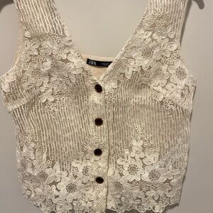 NWOT ZARA LACE VEST. PTP 17 length 20